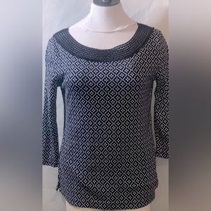 Croft&Barrow Size PS Black and white 100% Cotton with Crocheted accents